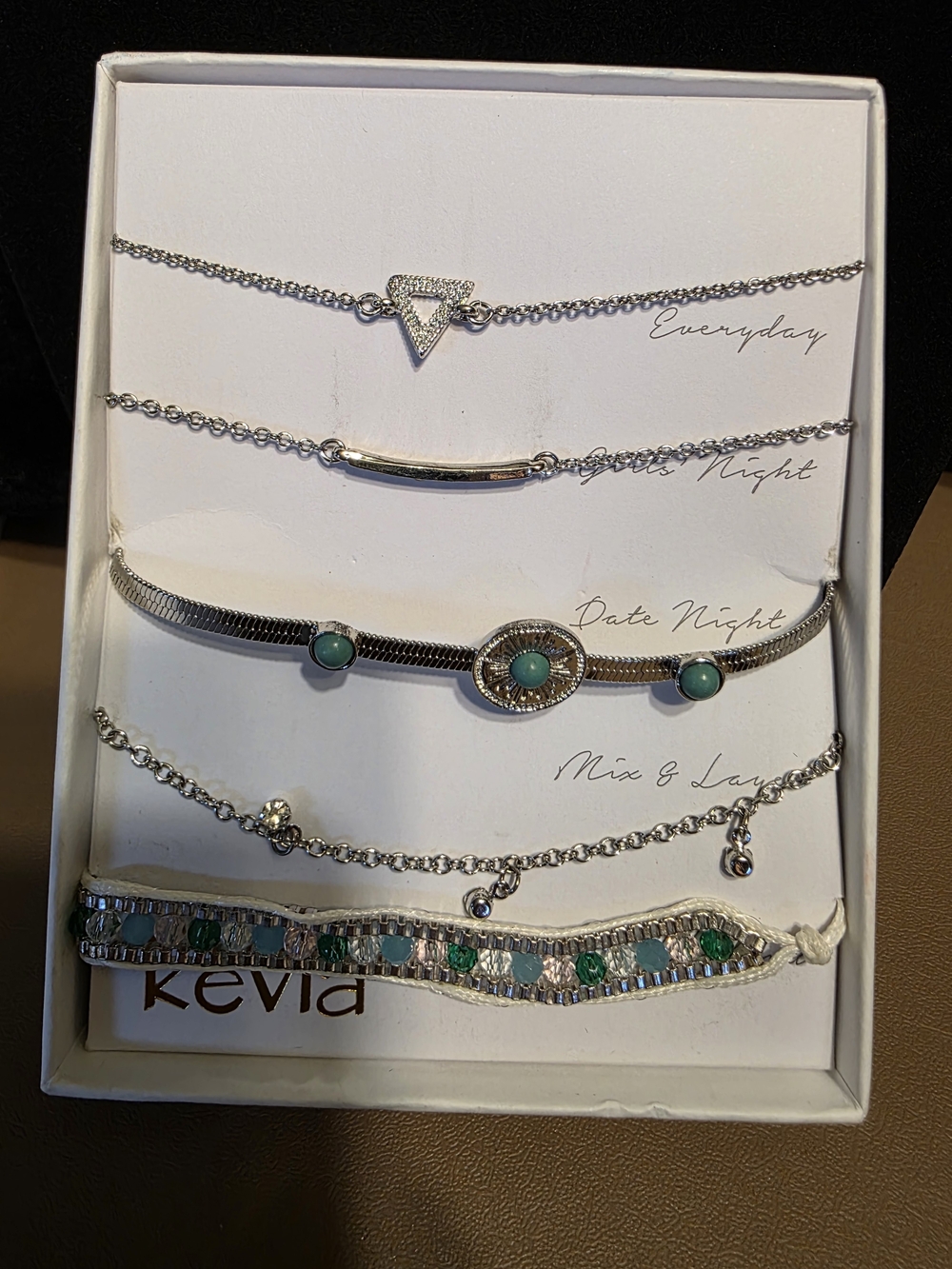Kevia Silver & Turquoise Layered Bracelet Set